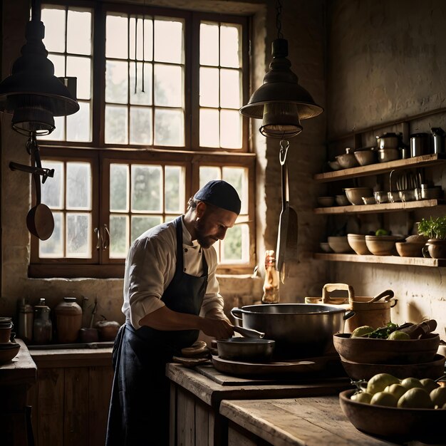 Kuchár pripravuje jedlo